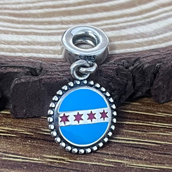 Pandora Chicago Flag Dangle Charm - Picture 2 of 4